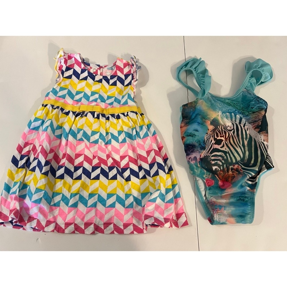 Girls 9/12 month dress and swim suit (2416)‎